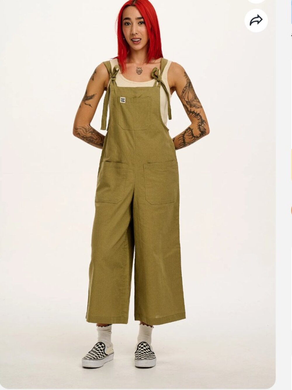 Lucy & Yak Jenny Wide Leg Cotton/Linen Dungaree in Herb Garden Green NWT sz UK 4